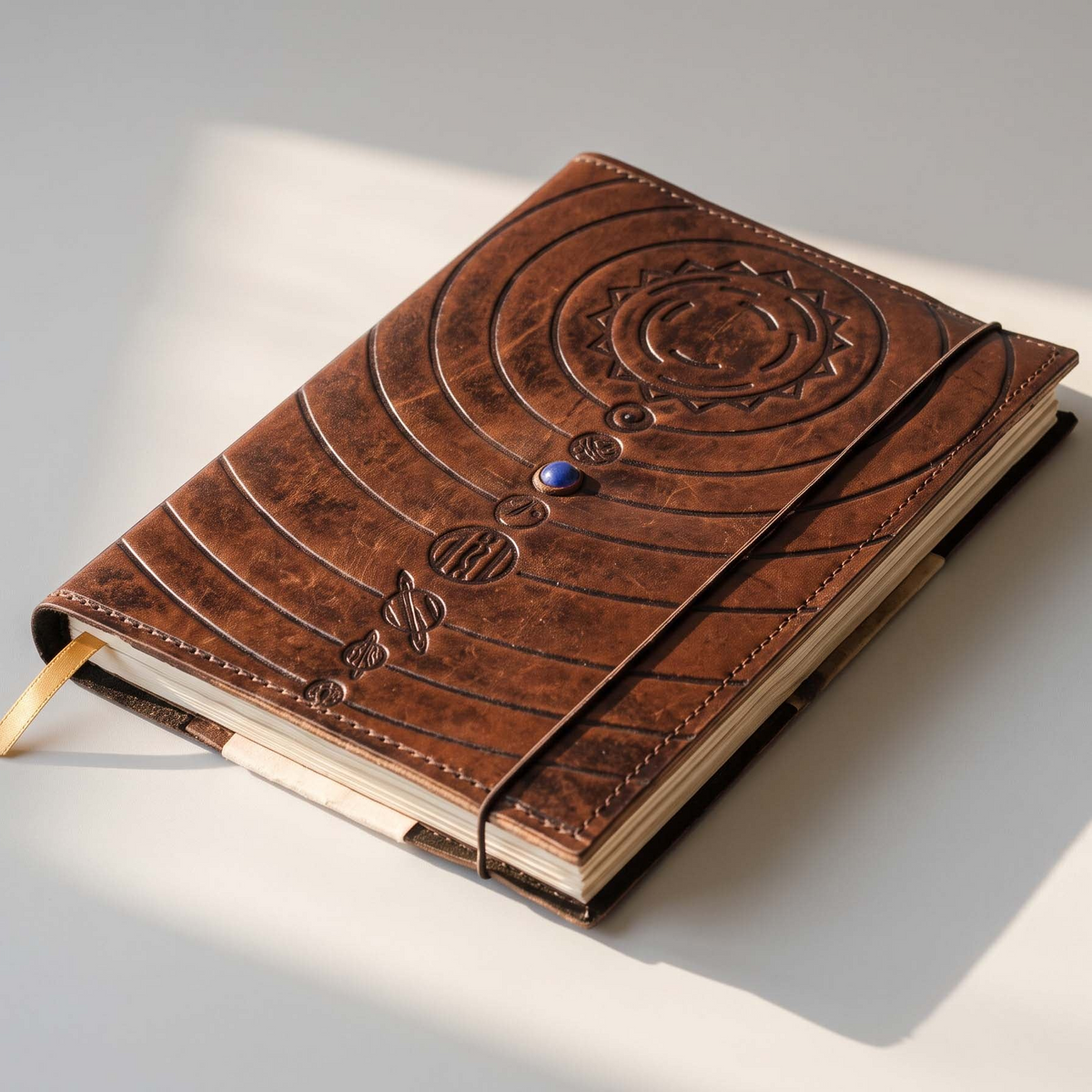 Space Odyssey A5 Refillable Leather Journal with Cobalt Stone