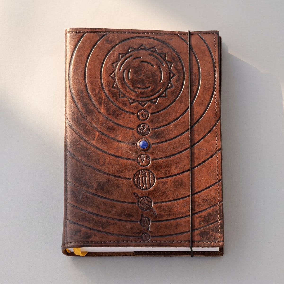 Space Odyssey A5 Refillable Leather Journal with Cobalt Stone