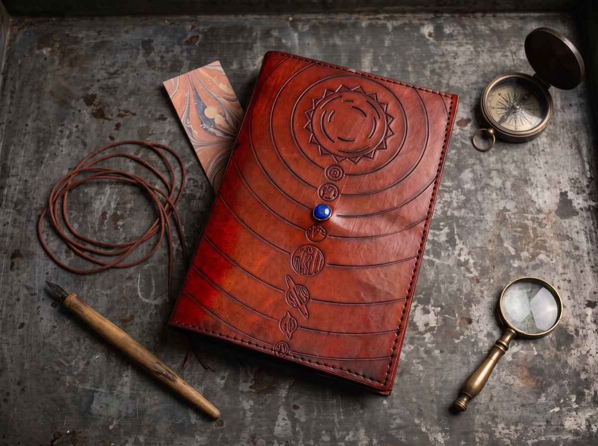 Space Odyssey A5 Refillable Leather Journal with Cobalt Stone