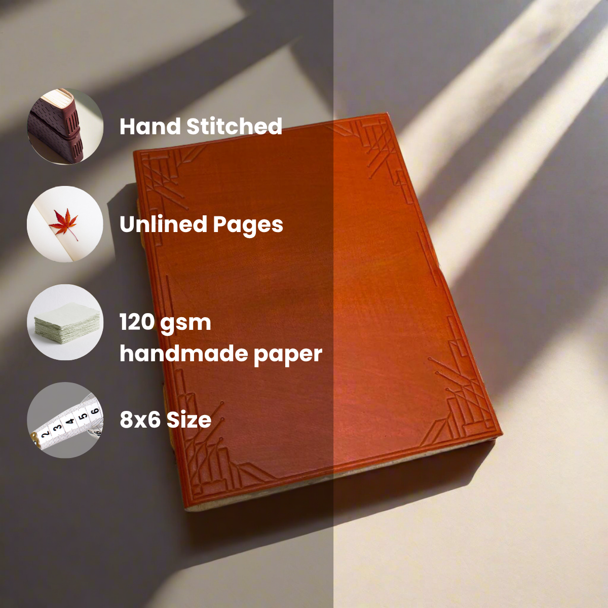 Make-it-yours leather journal – custom front embossing for gifts, branding, or personal expression