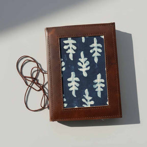 Flat lay of a 5x7 block print cotton notebook - 1