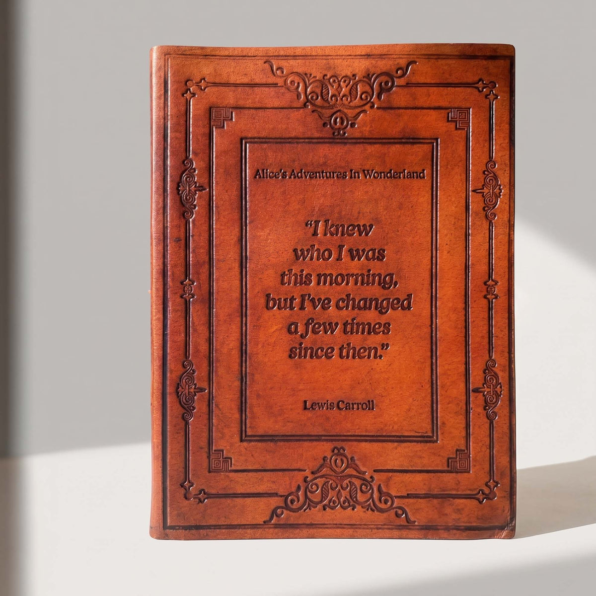 Lewis Carroll Leather Journal - "I Knew Who I Was This Morning" Alice in Wonderland