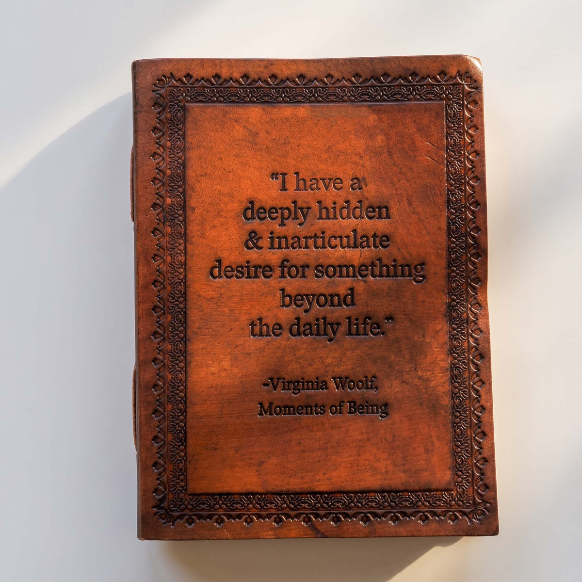 Virginia Woolf Leather Journal - "Desire Beyond Daily Life" Quote