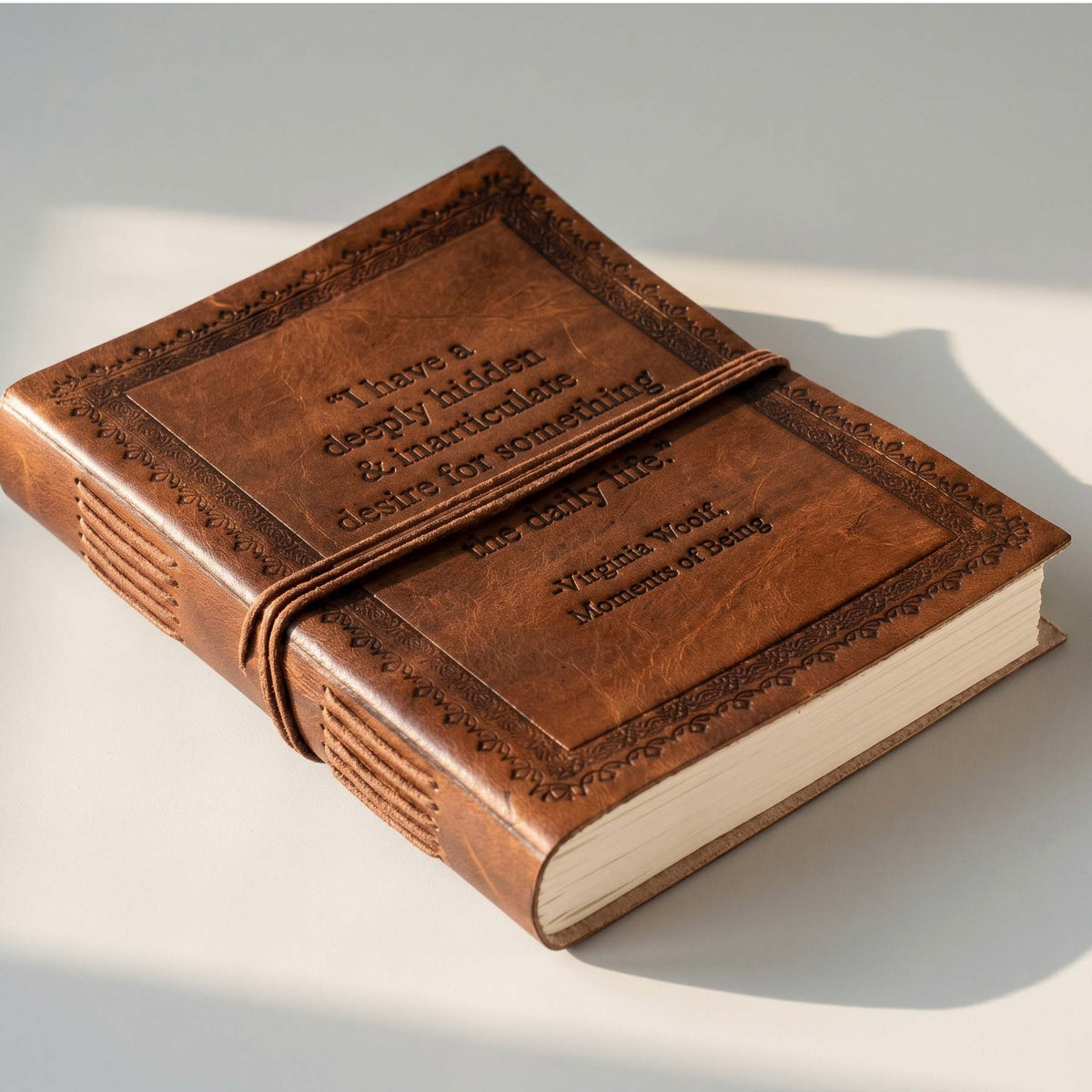 Desire Beyond Daily Life Quote Leather Journal