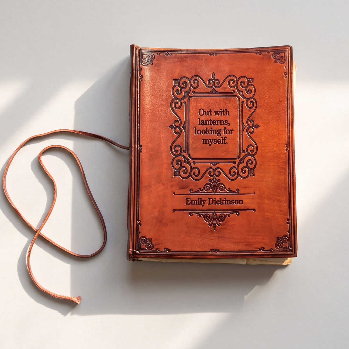 Out With Lanterns Quote Leather Journal