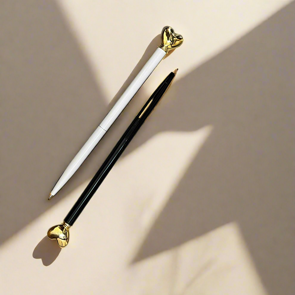 Minimalist cute pen with heart shape – sleek, durable, and refillable for zero-waste writing