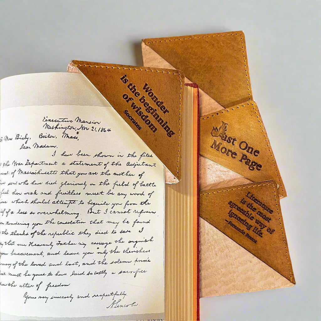 Rustic leather bookmark with quote design – perfect companion for journals, novels, and gifting