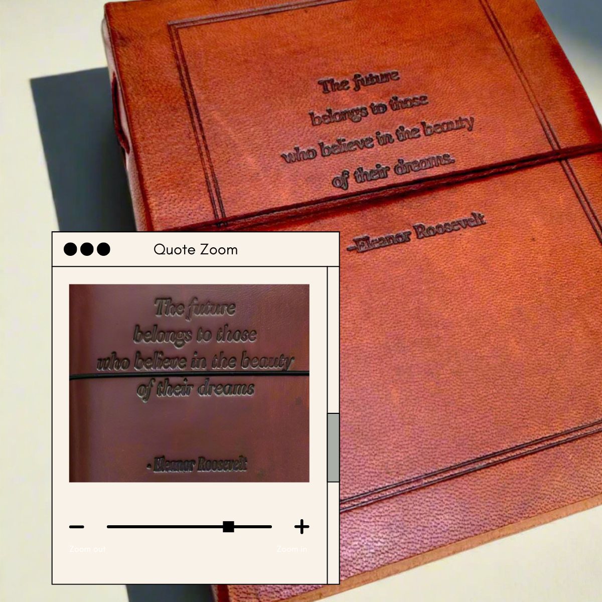 Minimalist leather notebook with embossed mantra – ethically made, ideal for personal growth and inner peace