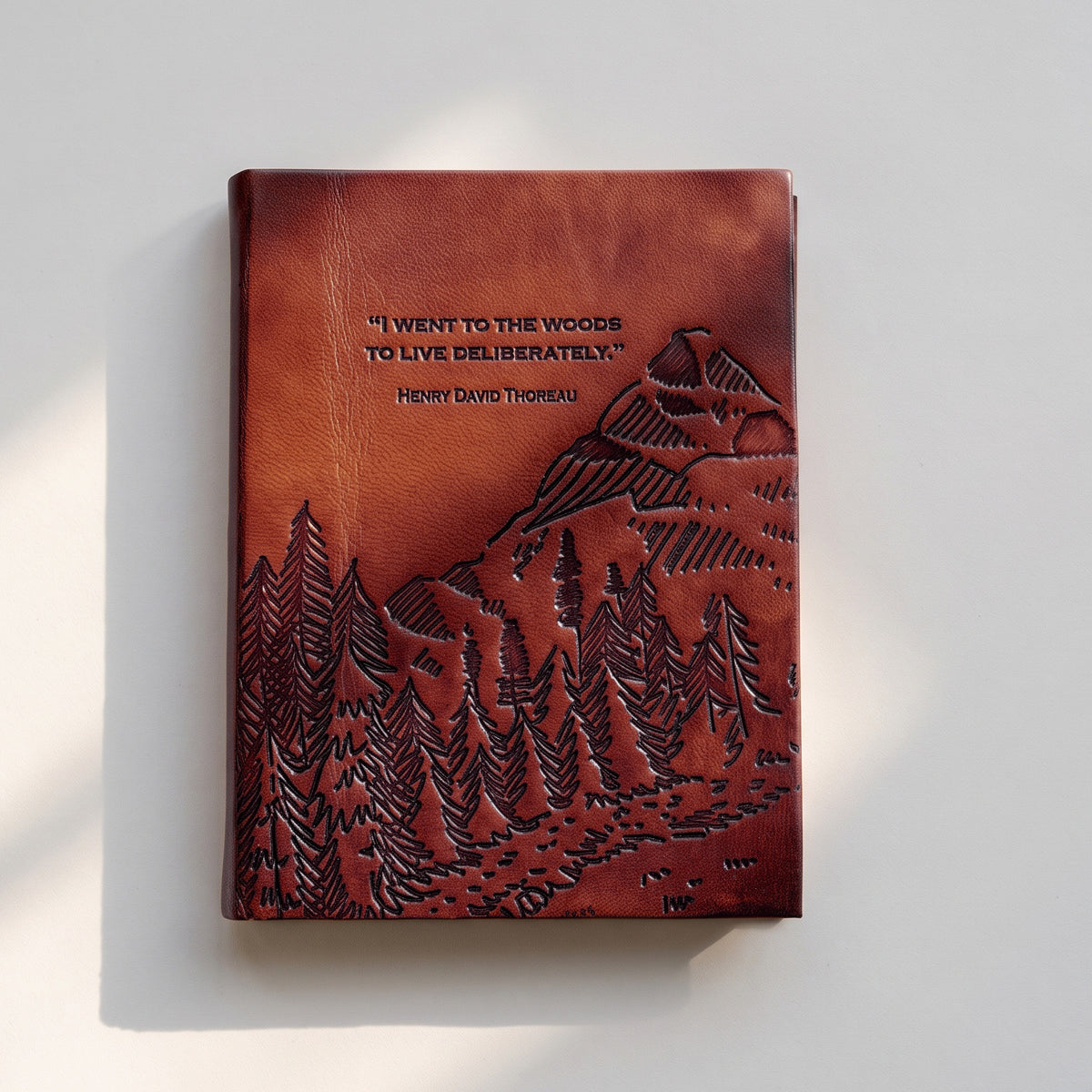 I Went to the Woods to Live Deliberately Quote Leather Journal