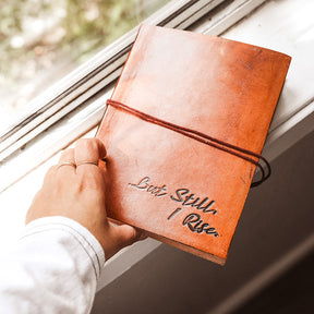But Still I Rise Quote Leather Journal - 8x6 Size