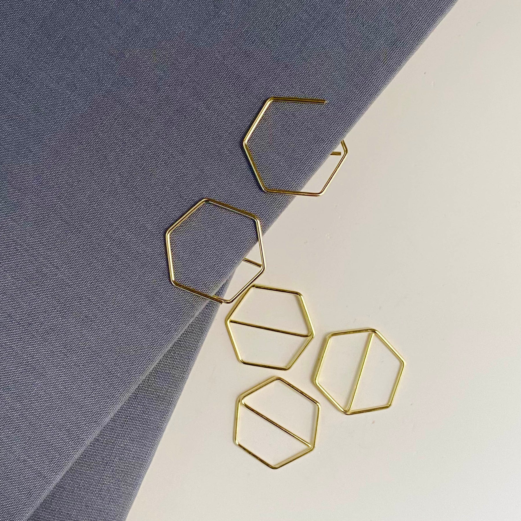 Gold Hexagon Paper Clips - 20 pcs