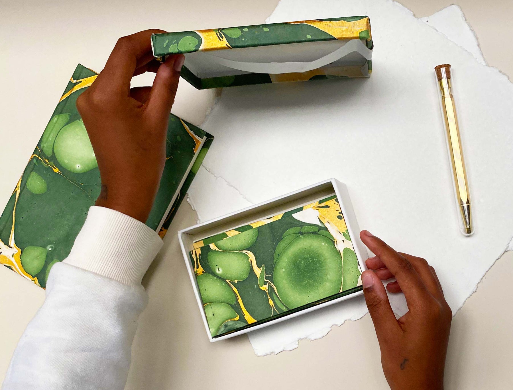 Marble Greeting Cards Box Set - Green