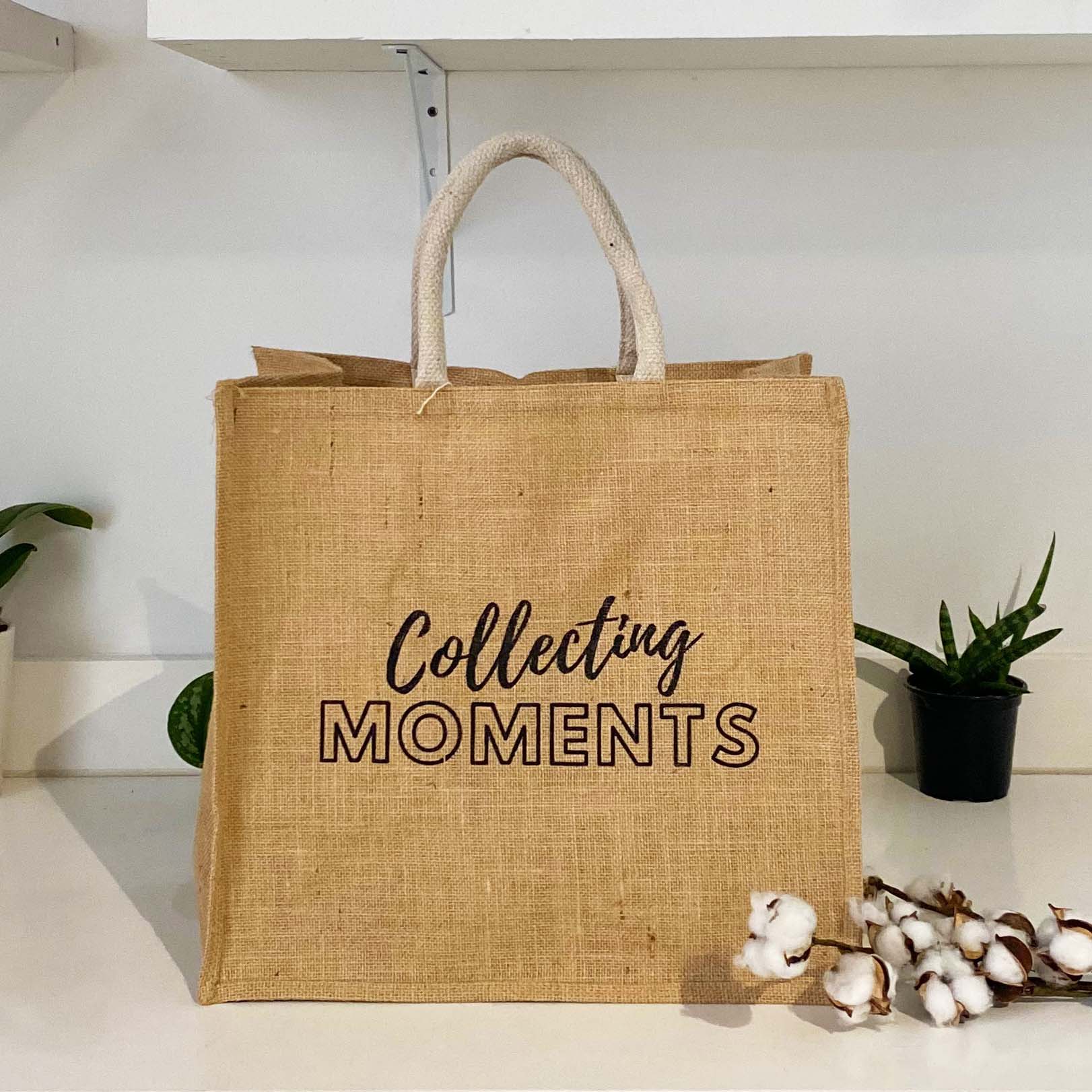 Jute Tote Bag - Collecting Moments