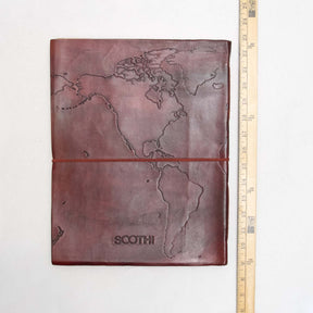 Extra Large World Map Large Handmade Leather Journal - Leather Journals By Soothi
