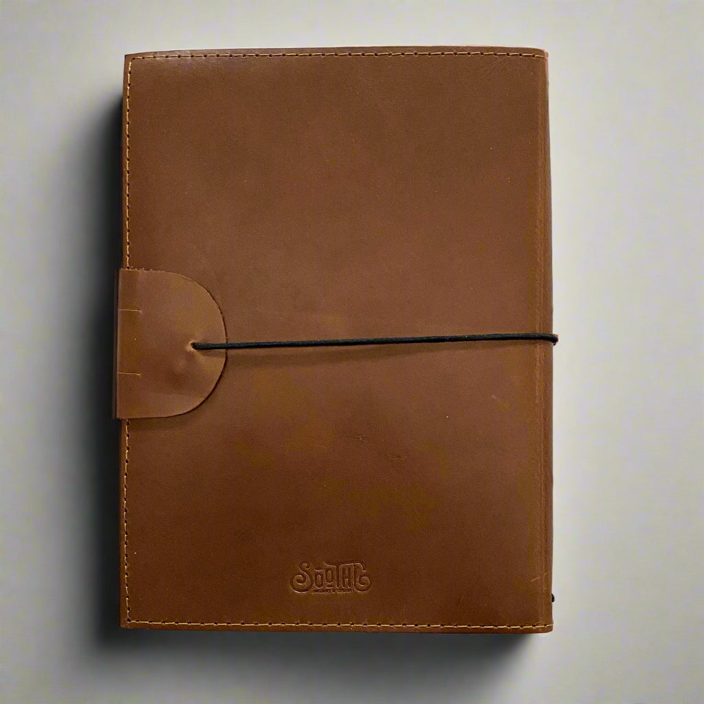 Custom leather-bound journal – design your own front cover for weddings, milestones, or creative keepsakes