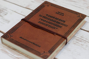 Lewis Carroll Quote Embossed Tan Leather Journal - Leather Journals By Soothi