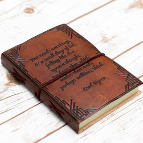 Lord Byron Quote Handcrafted Leather Embossed Journal - Leather Journals By Soothi