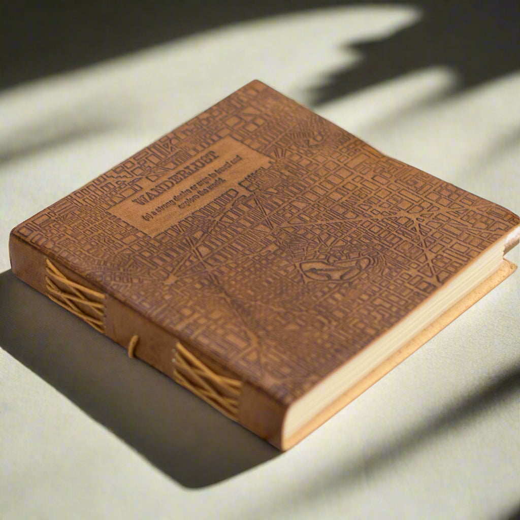 Wanderlust Square Handmade Leather Journal - Leather Journals By Soothi