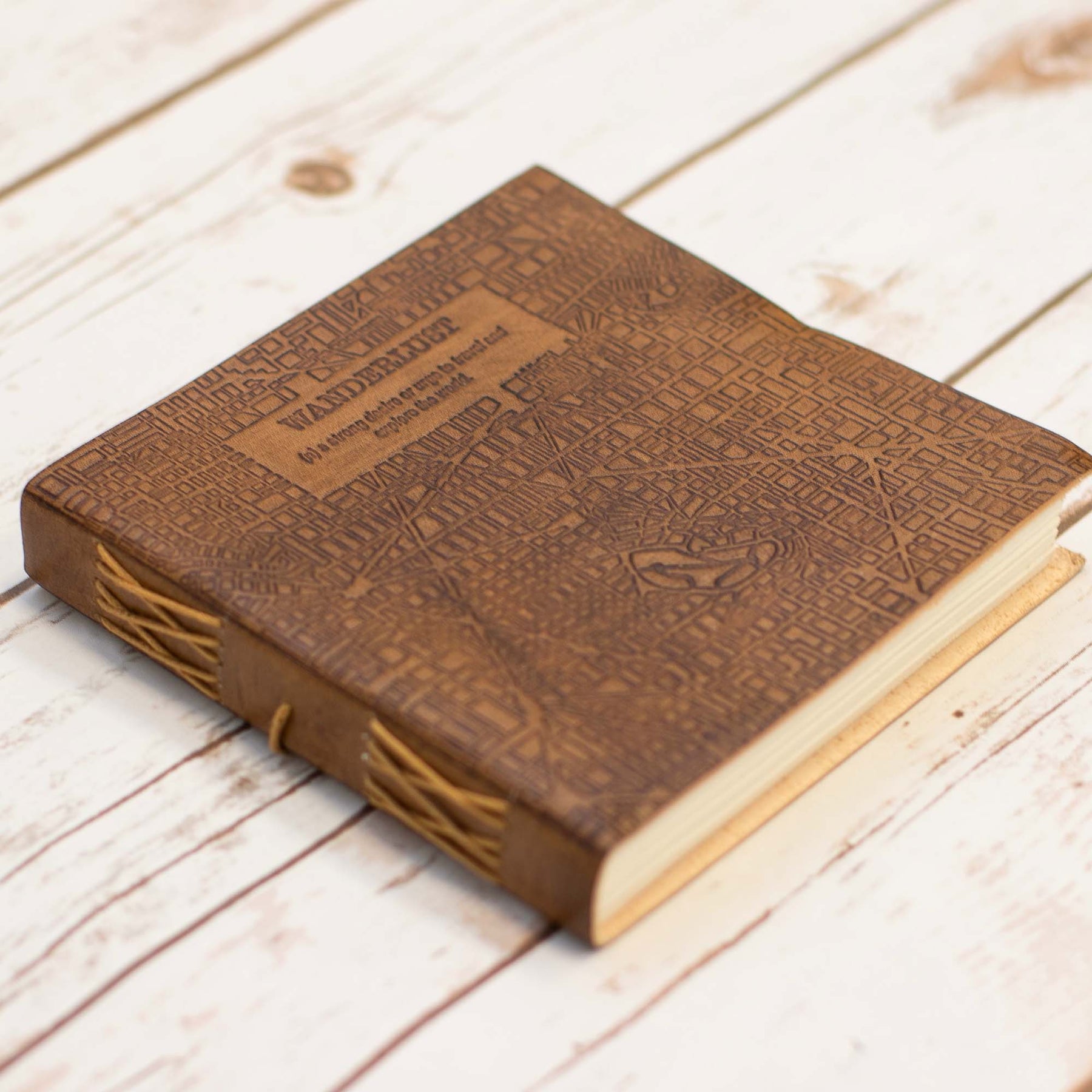 Wanderlust Square Handmade Leather Journal - Leather Journals By Soothi