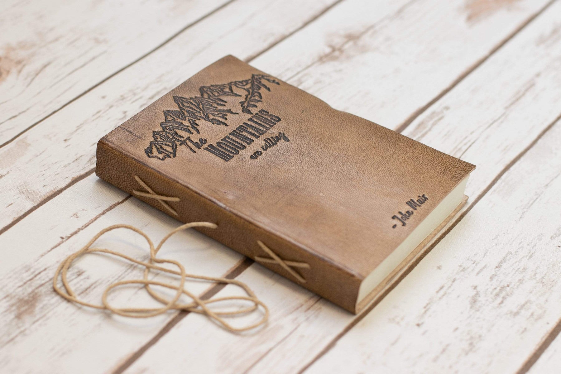 "The Mountains Are Calling" Handmade Leather Journal - Leather Journals By Soothi
