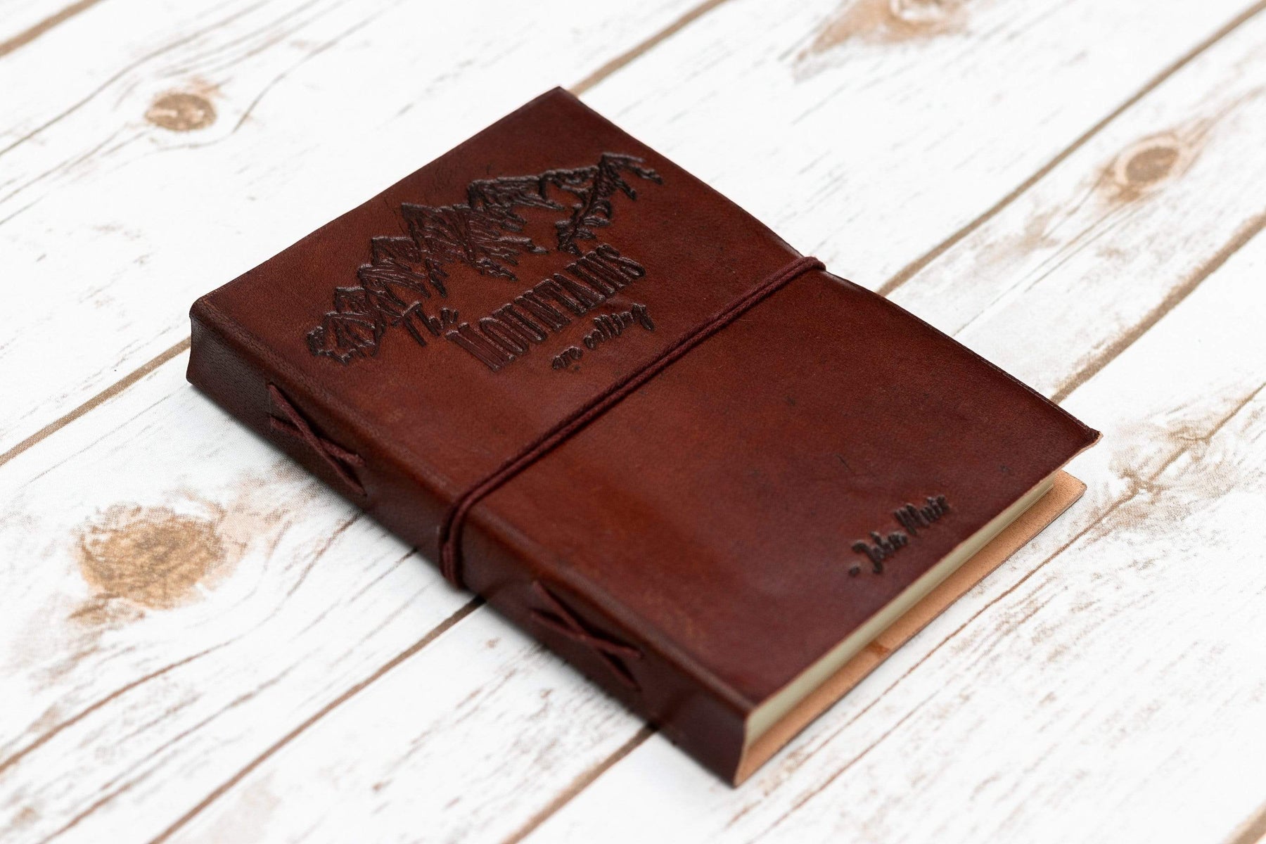 "The Mountains Are Calling" Handmade Leather Journal - Leather Journals By Soothi